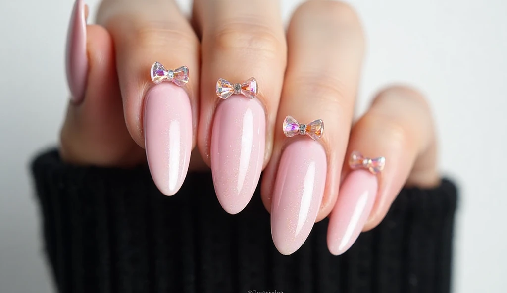 Pink Bow Nails