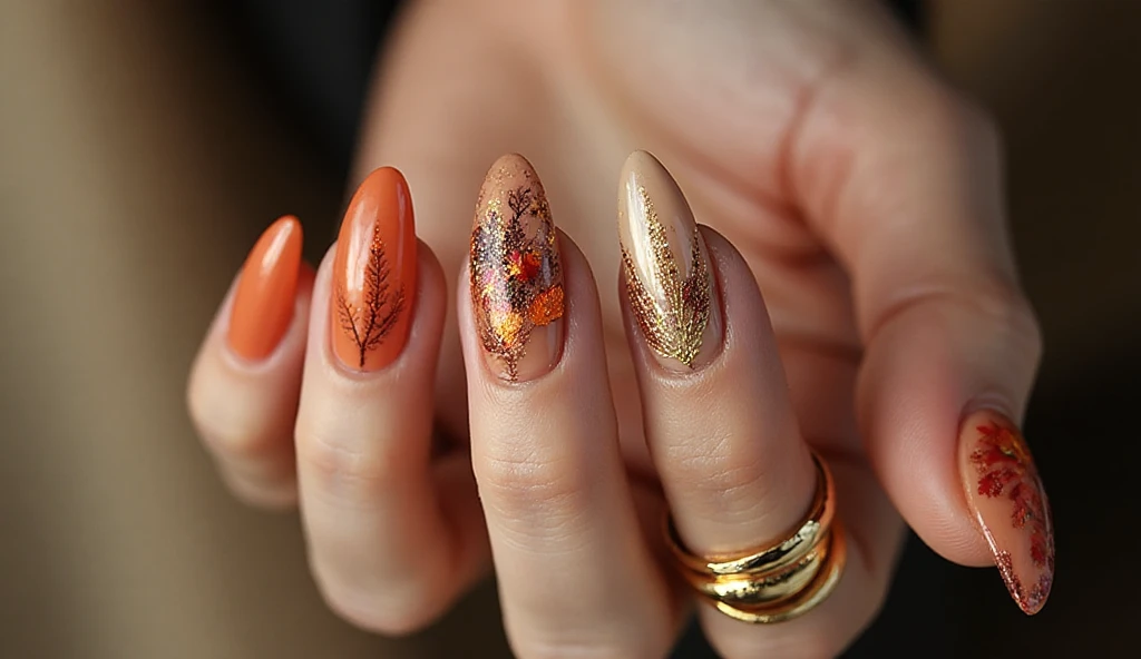 Autumnal Flower Nails
