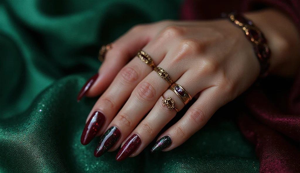  Burgundy‑Emerald Alternating Affair