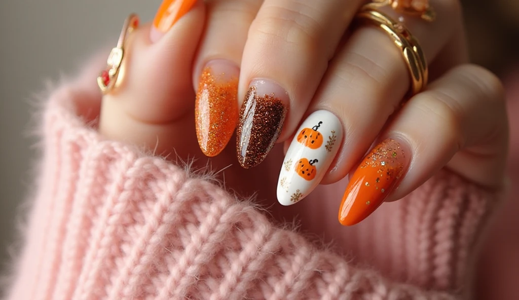 Glittery November Nails