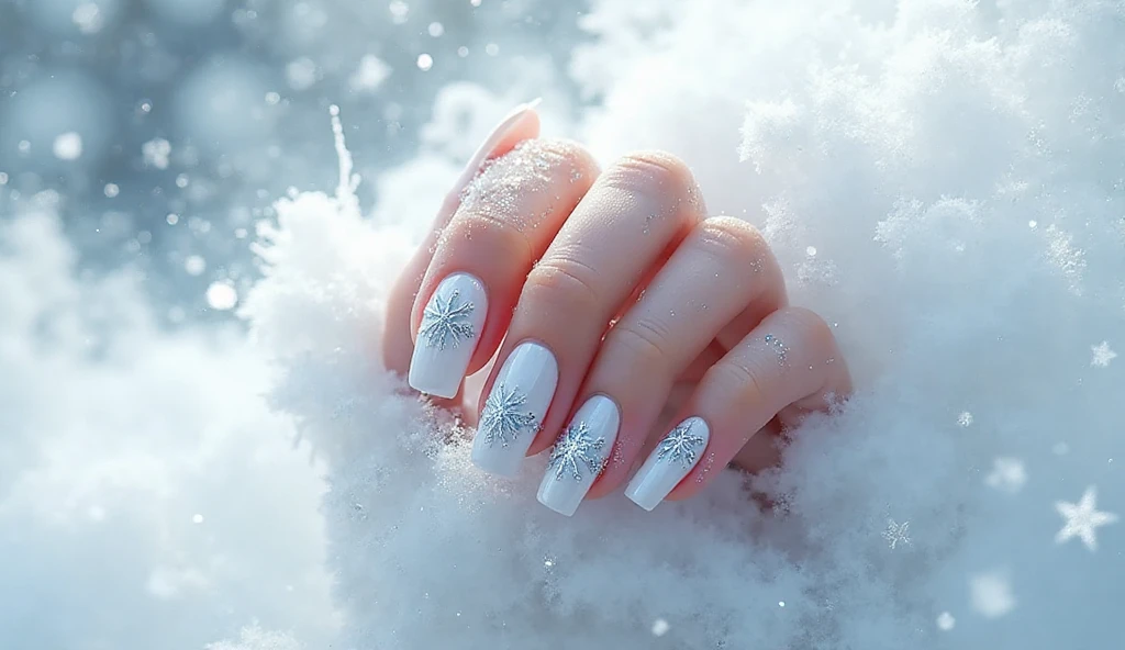 Glittery Whiteout Nails
