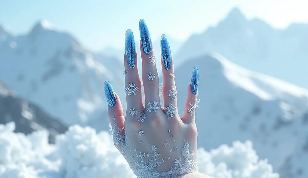 Icy Blue Frost Nails
