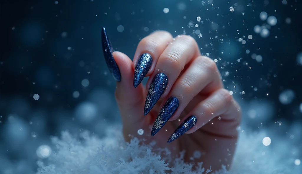 Midnight Snowfall Nails